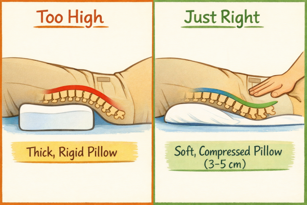 허리디스크 환자를 위한 올바른 허리 베개 높이 비교 및 척추에 좋은 수면 자세 교정법