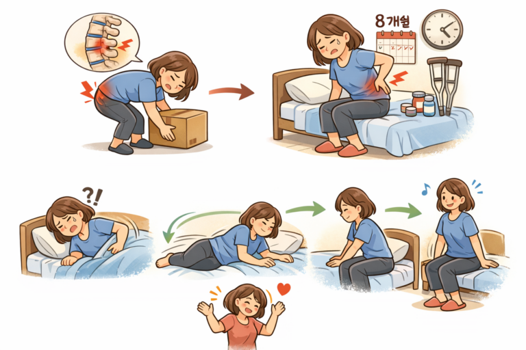 #허리디스크,#허리통증,#기상자세,#허리재활,#8개월의기록,#허리베개,#건강생활꿀팁