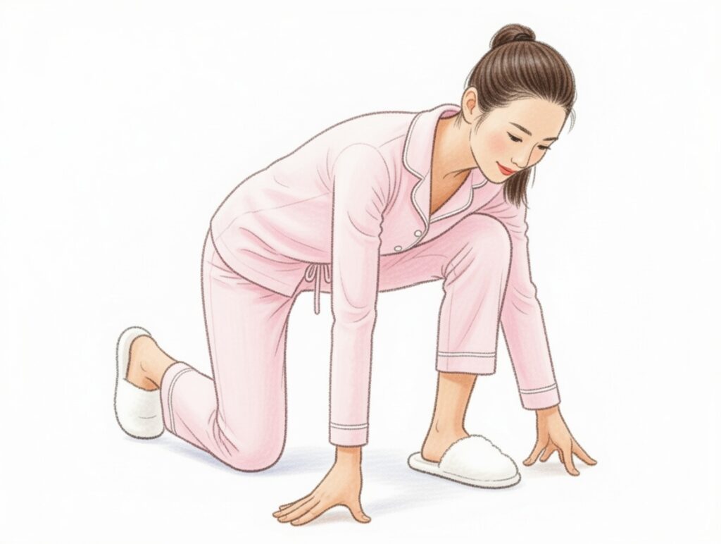 허리디스크 환자가 하체 힘을 이용해 바닥에서 안전하게 일어나는 올바른 기상 자세