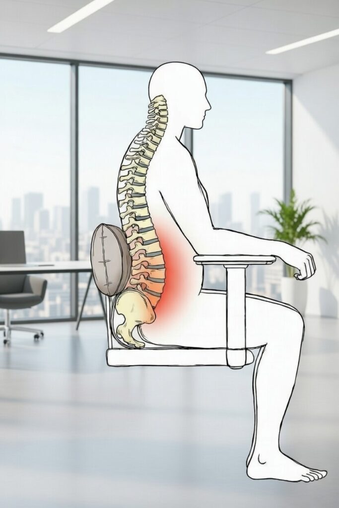 사무실 의자 바른 자세와 허리 쿠션 지지의 효과: 장시간 앉아 있을 때 발생하는 요추 통증 완화 및 척추 정렬 유지를 위한 인체공학적 좌식 자세 가이드