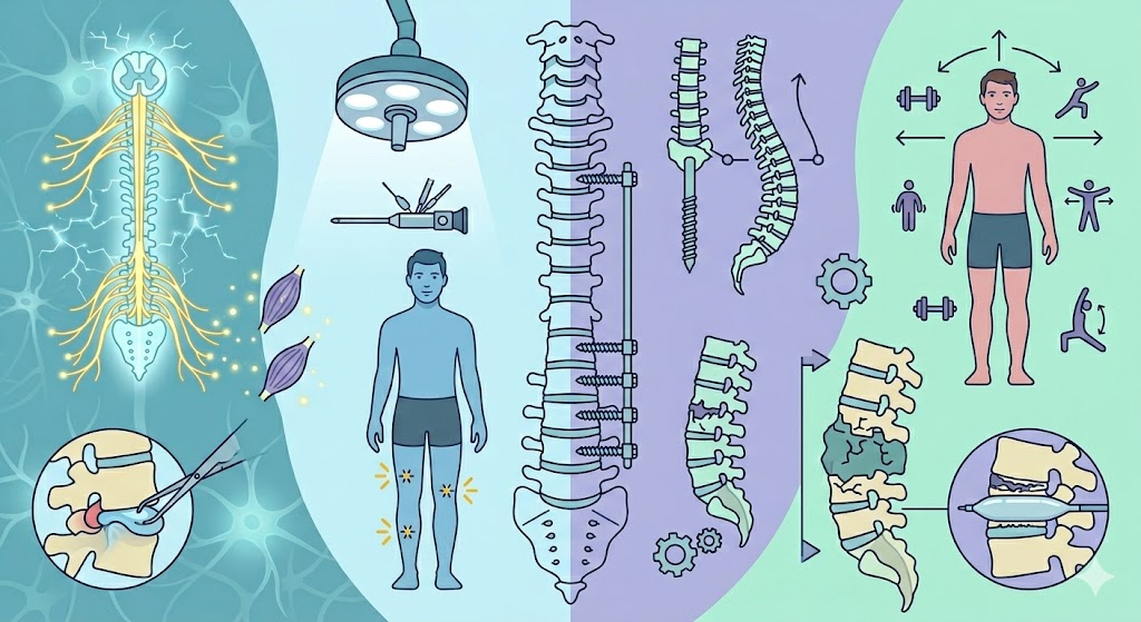 허리디스크 치료에서 신경외과와 정형외과의 차이를 비교한 이미지