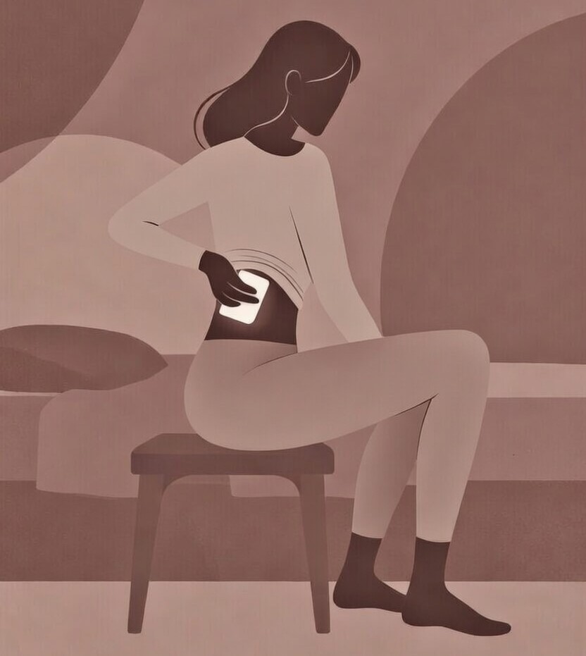 허리디스크 환자가 집에서 통증을 완화하기 위해 허리에 소염진통 패치 또는 온열 팩을 올바르게 부착하는 방법