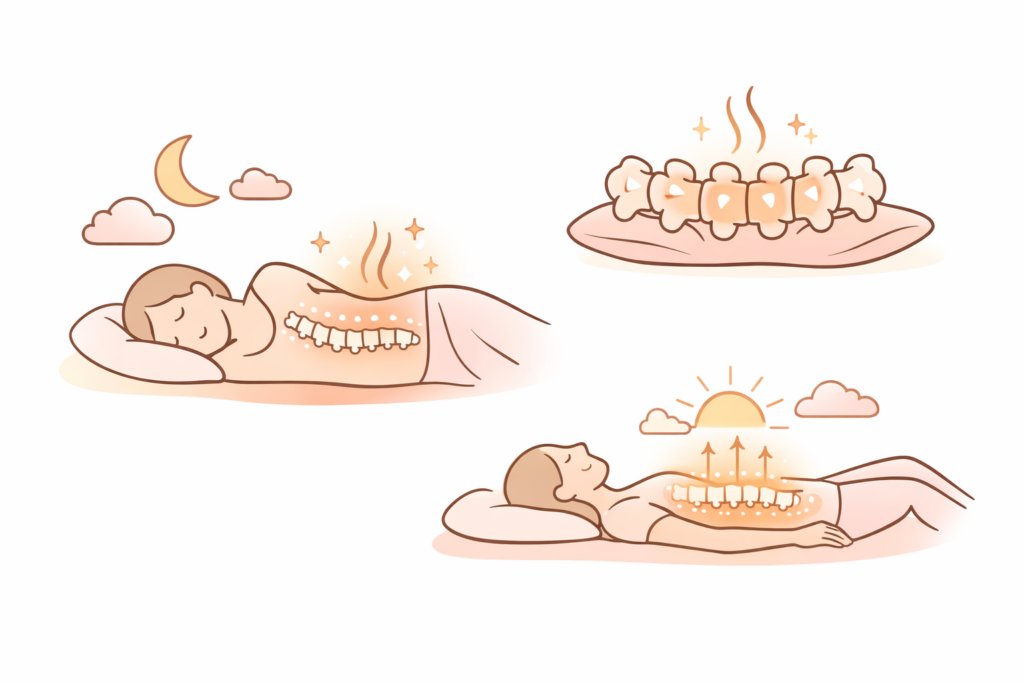 수면 중 허리 통증 회복과 올바른 잠자리 자세의 중요성: 밤사이 일어나는 척추 정렬 복구 메커니즘과 허리디스크 재활을 위한 체압 분산 수면 자세 가이드