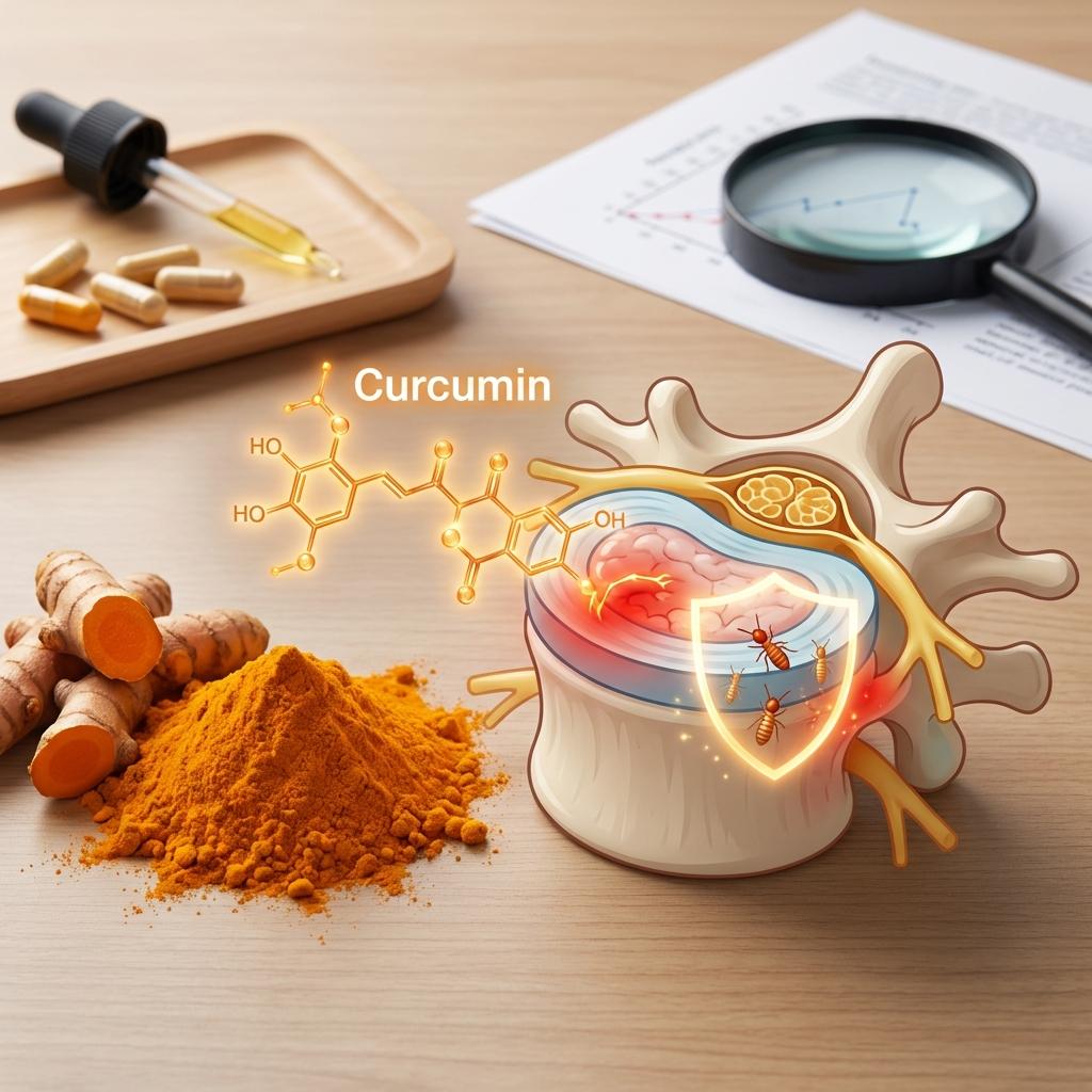 허리디스크 염증 완화를 위한 커큐민 성분과 NF-κB 억제 작용 설명 이미지