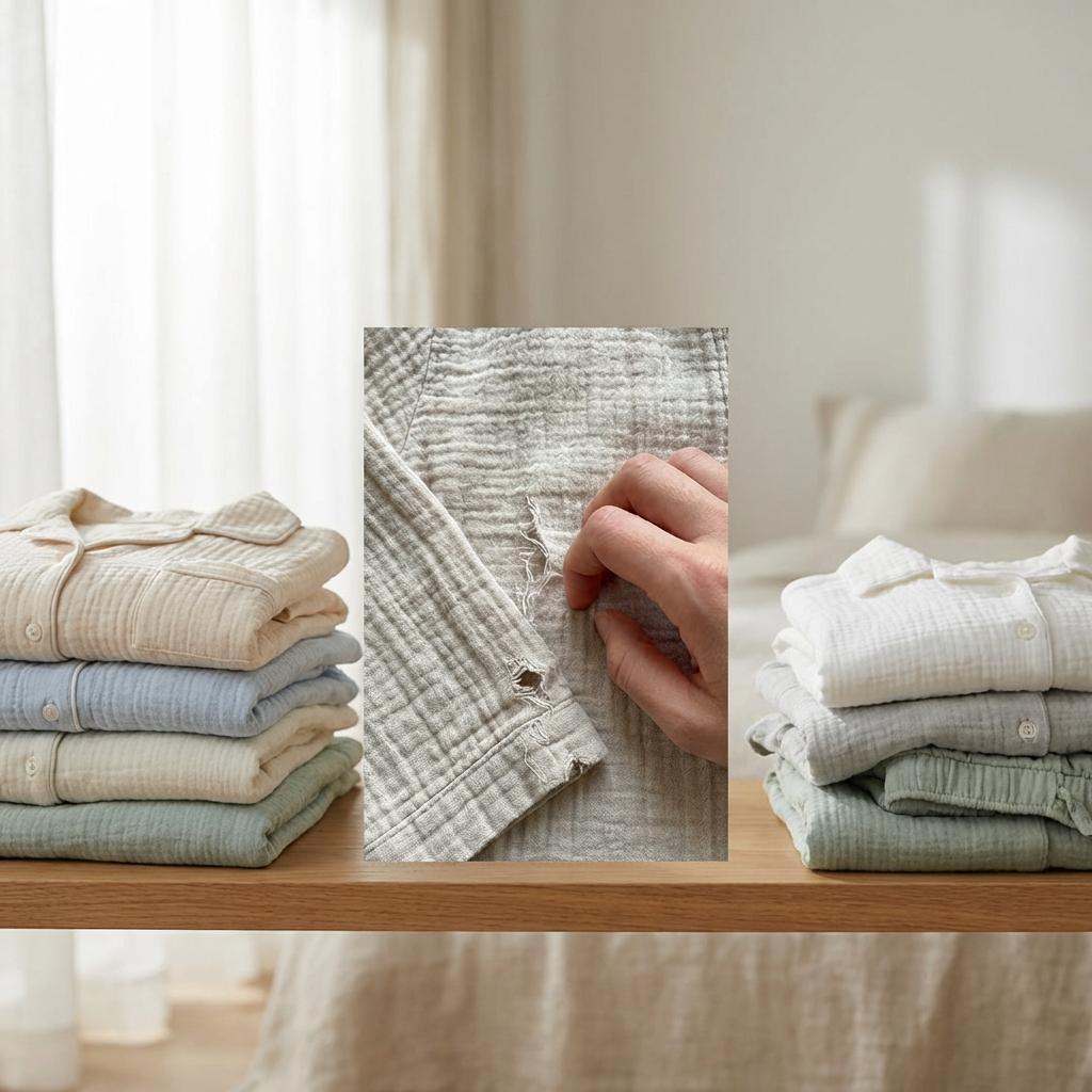 아토피 피부에 좋은 거즈면 잠옷 소재와 통풍이 좋은 면 잠옷 이미지