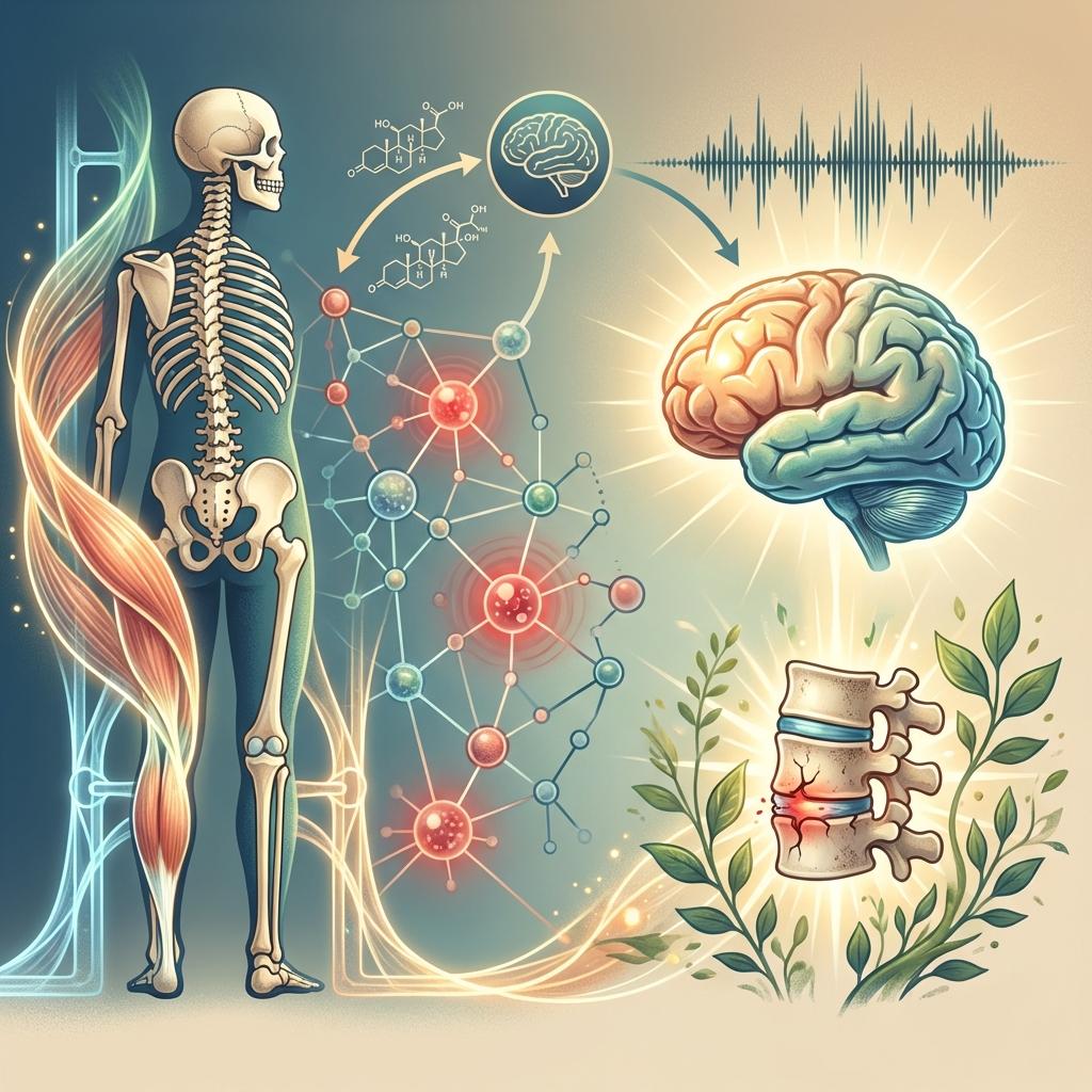 허리디스크 회복 전략 인포그래픽, 코어운동으로 척추 안정화하고 염증과 스트레스를 관리하며 자연 회복을 돕는 방법