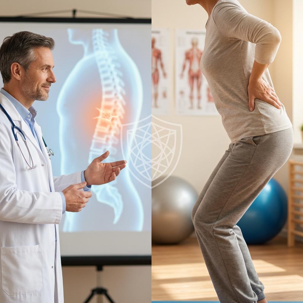 허리디스크 MRI 진단 후 재발 방지를 위해 의사 상담을 받는 환자 이미지