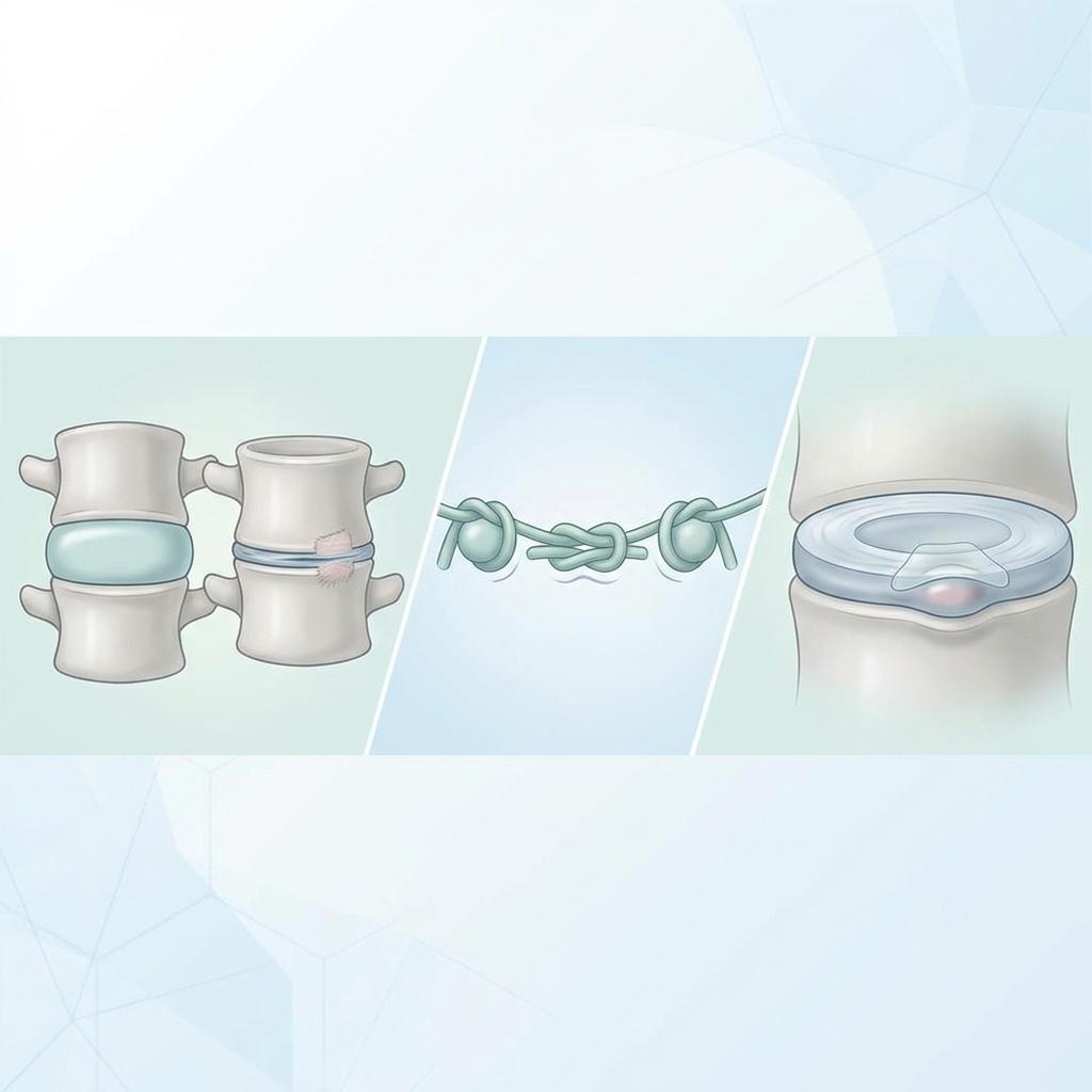 허리디스크 수술 후 디스크 높이 감소와 재발 가능성을 설명하는 척추 구조 인포그래픽