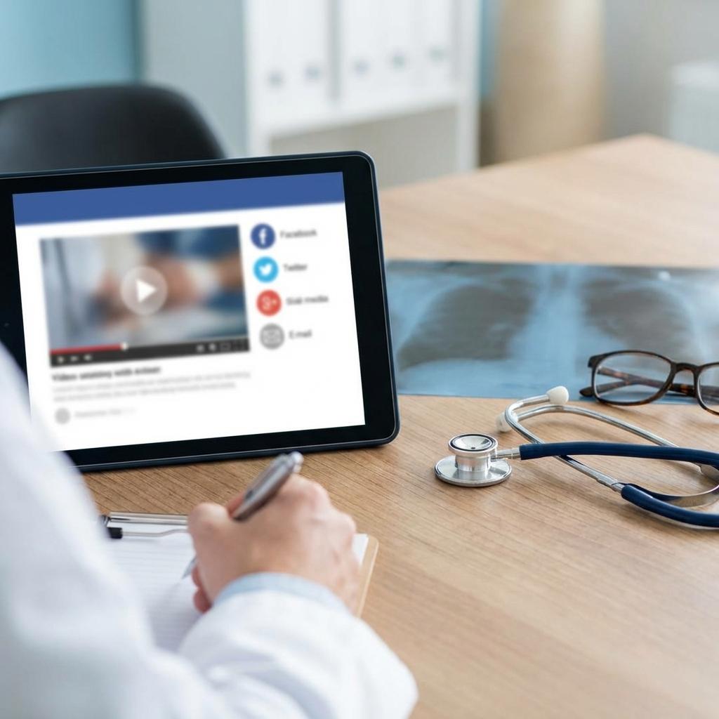 허리디스크 환자가 유튜브 코어 운동 영상을 보며 병원 진료 상담을 준비하는 모습, MRI 결과 확인 후 운동 여부를 판단해야 하는 상황