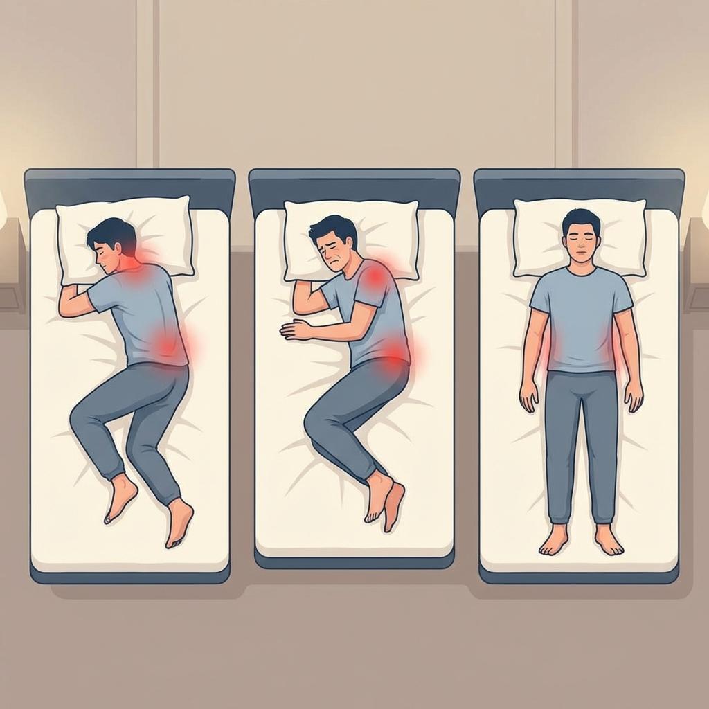 허리 통증과 좌골신경통을 악화시키는 수면 자세 비교 – 엎드려 자기와 잘못된 옆으로 눕기 자세